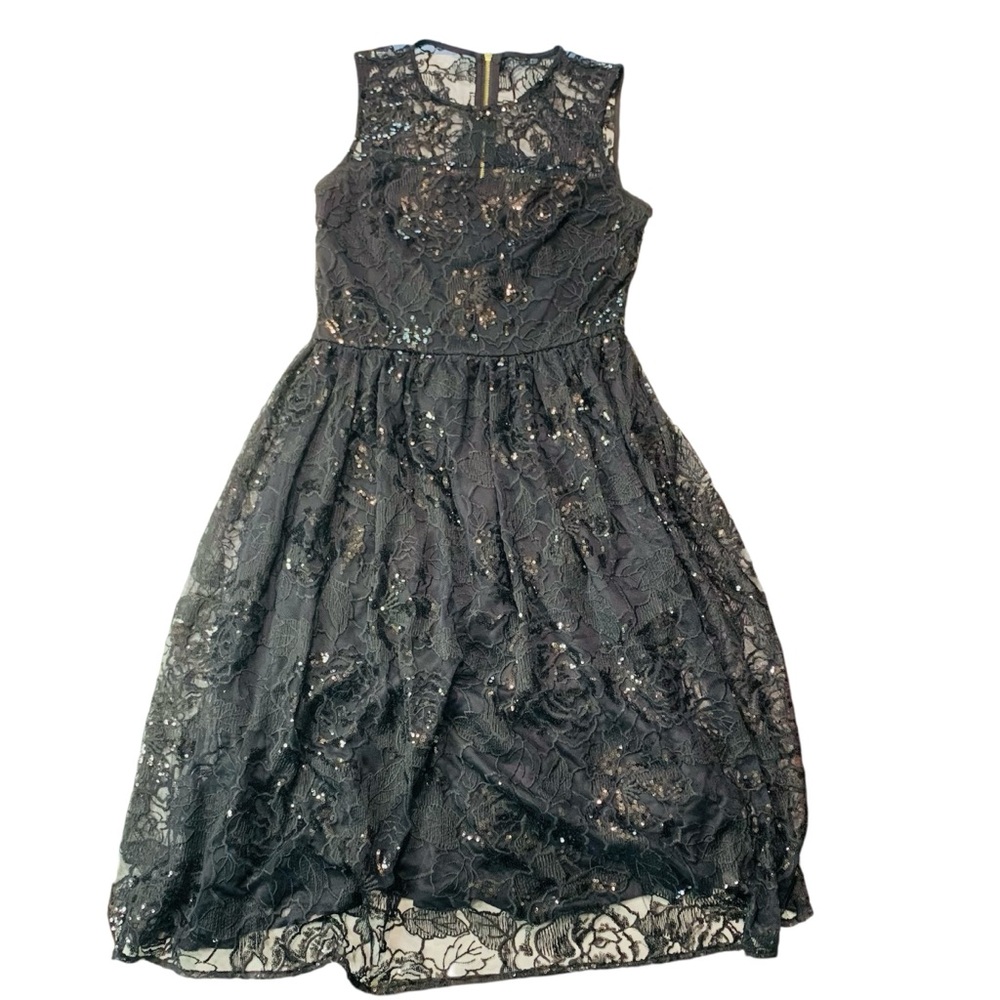 CALVIN KLEIN Sequined Illusion Lace Dress 4